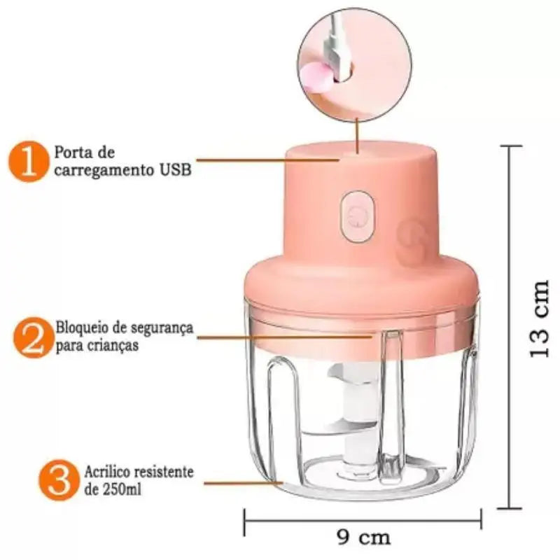 Mini Processador de Alimentos Eletrico 250ml