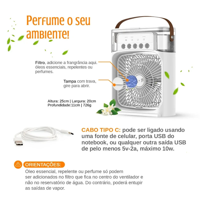 Ventilador portátil Ar condicionado doméstico Ventilador de 3 velocidades